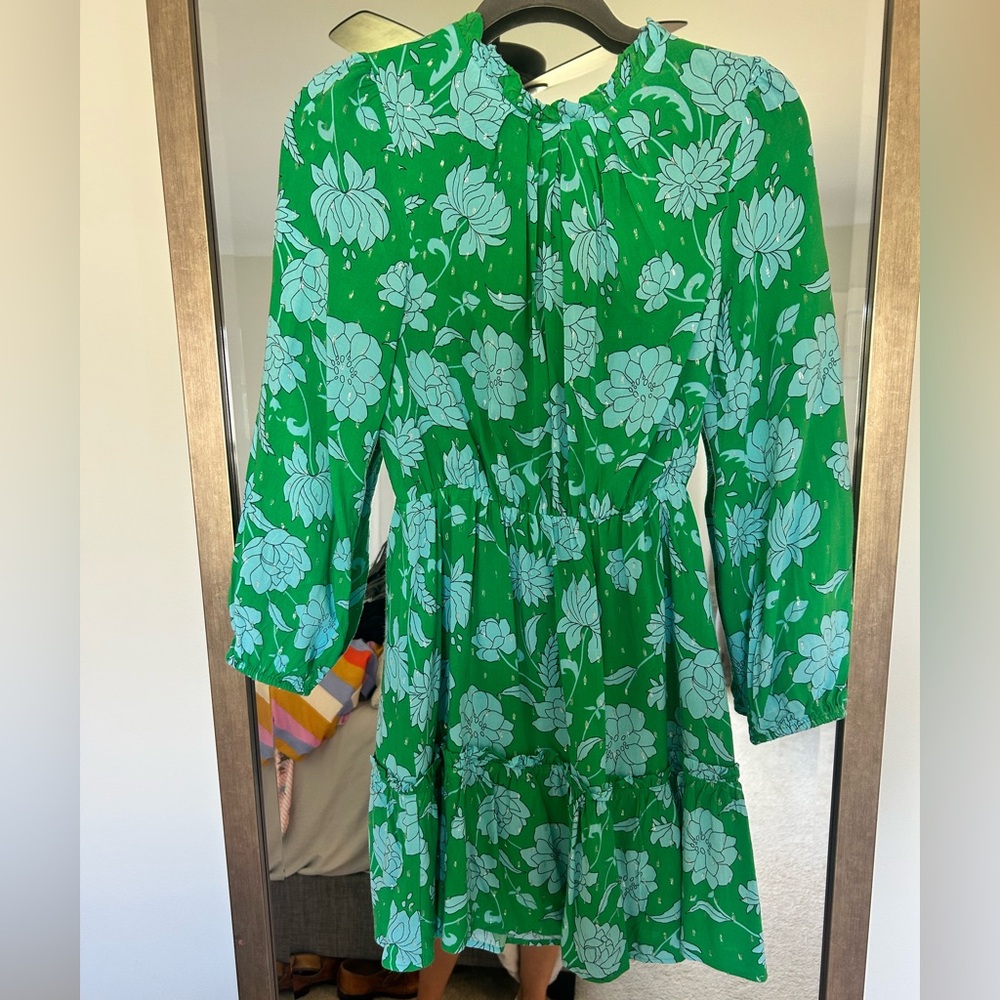 Sugarlips Emerald Green and Blue Floral Dress